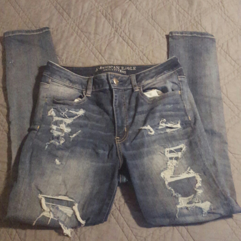 Hi-Rise Distressed Denim Jeggings
